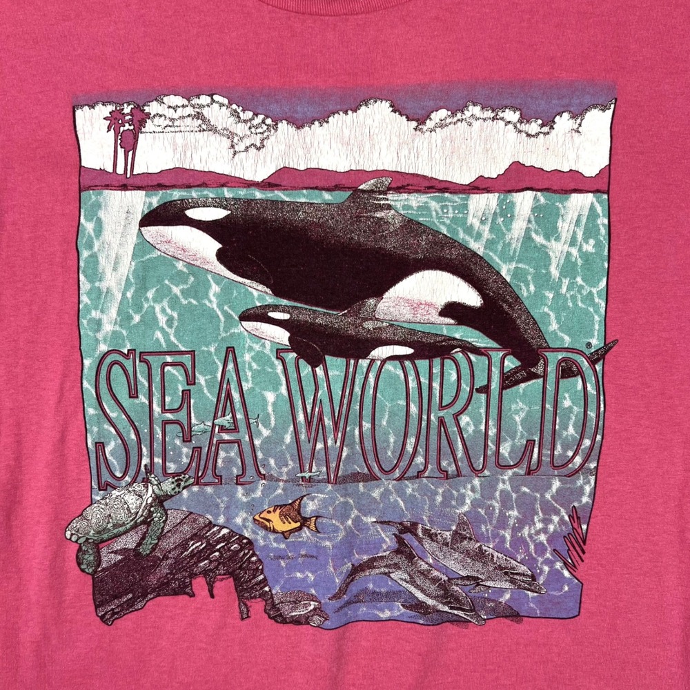 Vintage 90s SeaWorld Orcas Killer Whale T Shirt Men Large Single Stitch Made USA